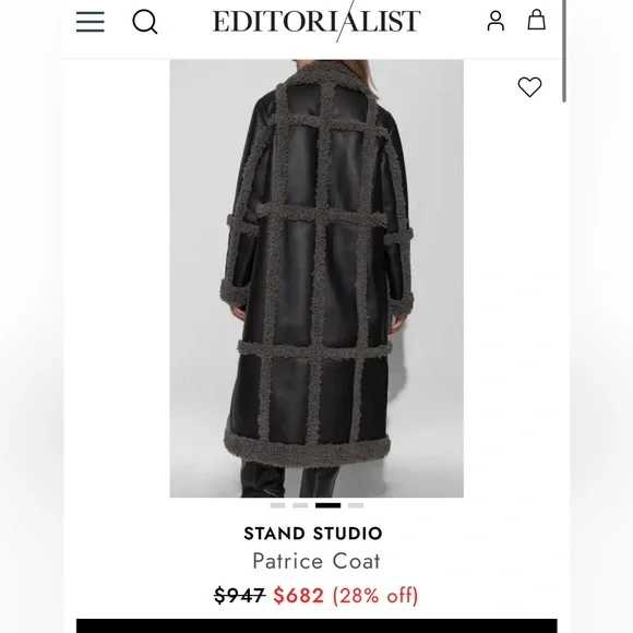 Stand Studio Patrice faux shearling coat in dark brown size small / FR 34 - Picture 3 of 9